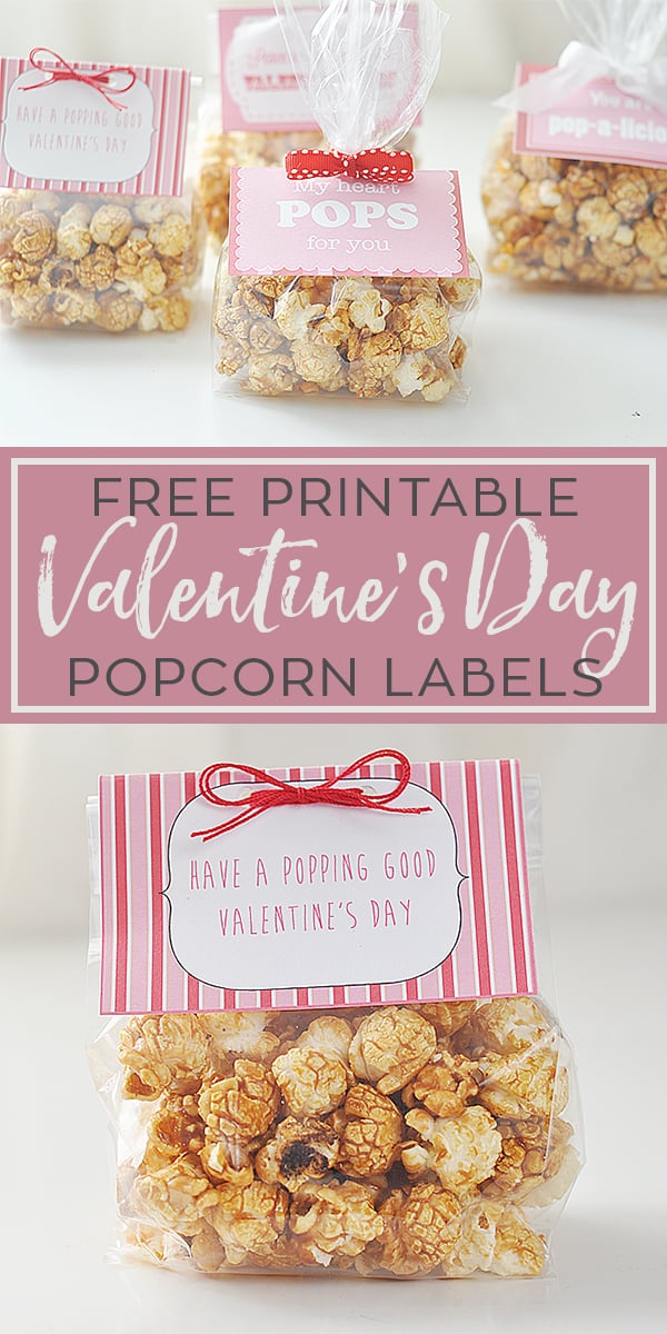 Printable Popcorn Labels for Valentine's Day