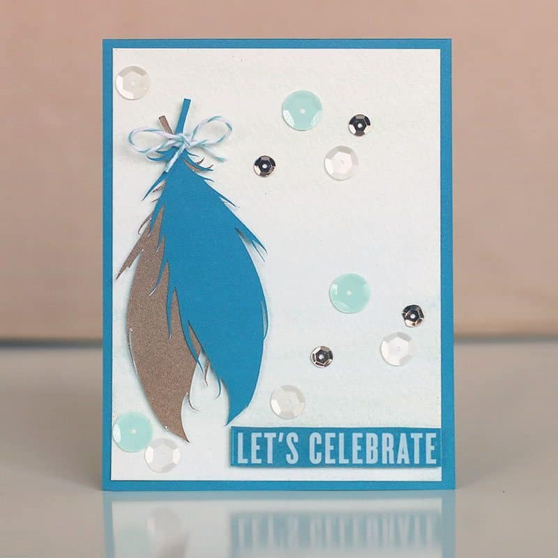 Feather Card made with Free Feather SVG | LovePaperCrafts.com