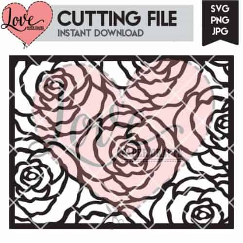 Rose Outline Background SVG Cut File | LovePaperCrafts.com