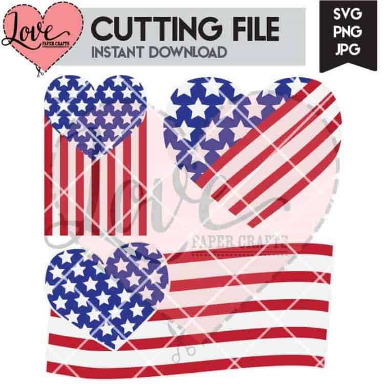 US Heart Flags SVG Cut File | LovePaperCrafts.com