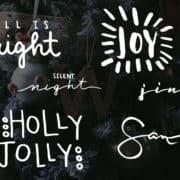 6 free handwritten Christmas photo overlays to use in scrapbooking and project life on photos. | LovePaperCrafts.com