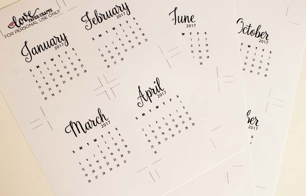 Free Printable 2017 Calendar Journaling Cards | LovePaperCrafts.com