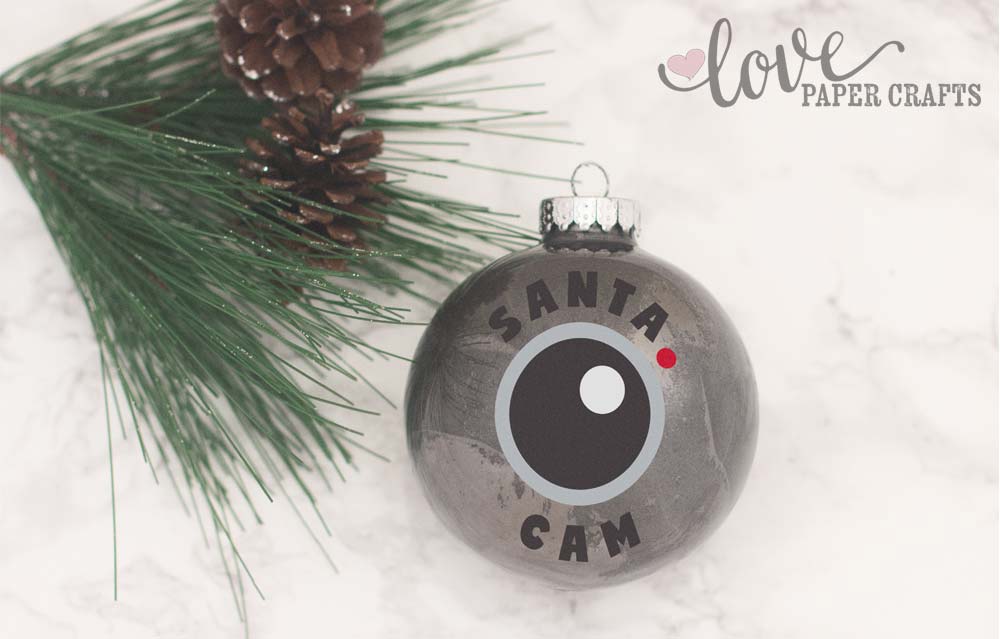 Cute Cut File for Silhouette and Cricut. SVG, DXF, EPS, PNG and JPG. Makes a cute Santa Cam ornament. | LovePaperCrafts.com