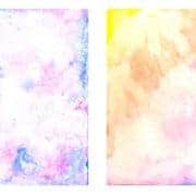 Awesome free printable watercolor card background textures. Rainbow colored and blue and purple.