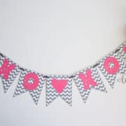 Free Printable Valentine's Day Banner in Pink and Grey XOXO | LovePaperCrafts.com
