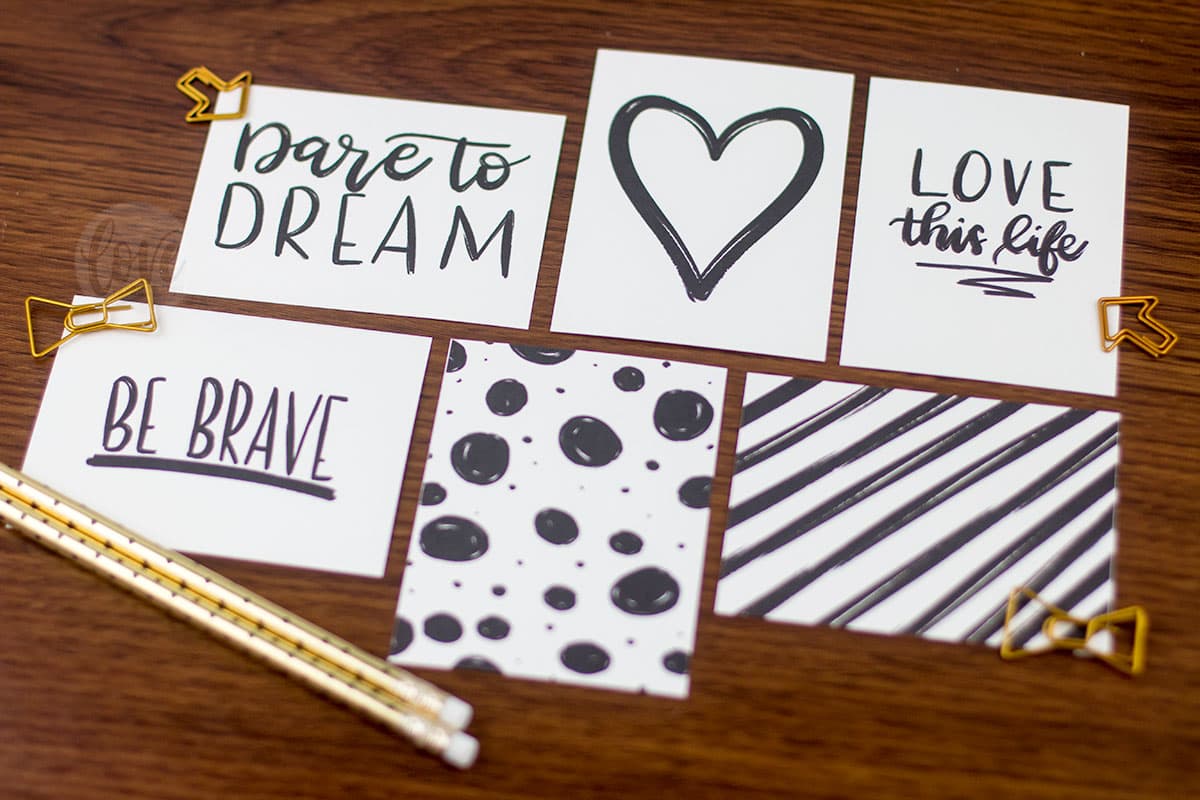 Hand lettered project life cards free printable