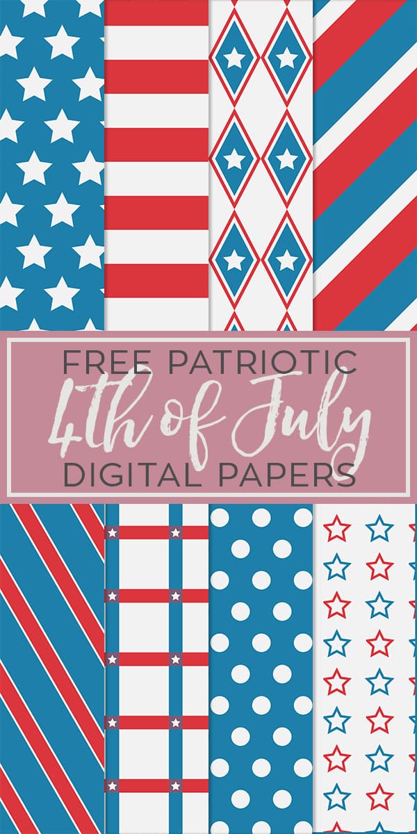 Free Patriotic Red White and Blue 4th of July Digital Scrapbook Papers