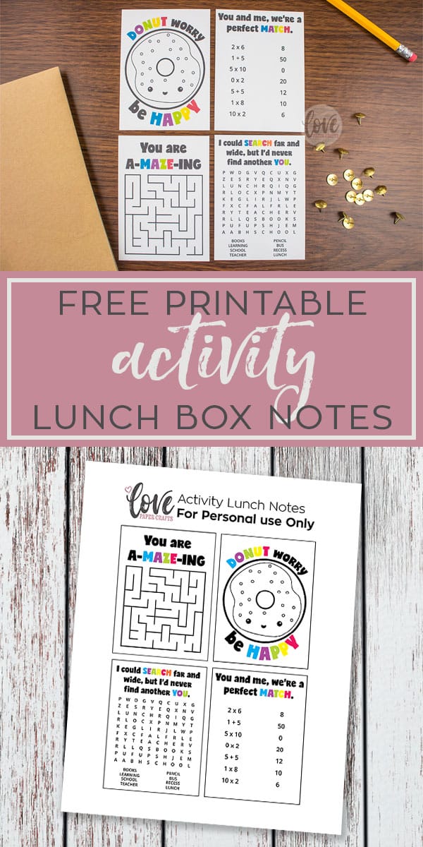 Free Printable Puzzle and Activity Lunch Box Notes