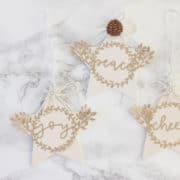 DIY Hand Lettered Wood Veneer and Paper Ornaments Tutorial