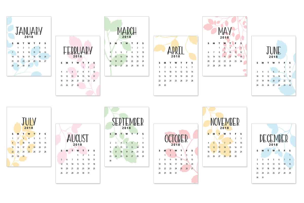 Free Printable 2018 Calendar Journaling Cards